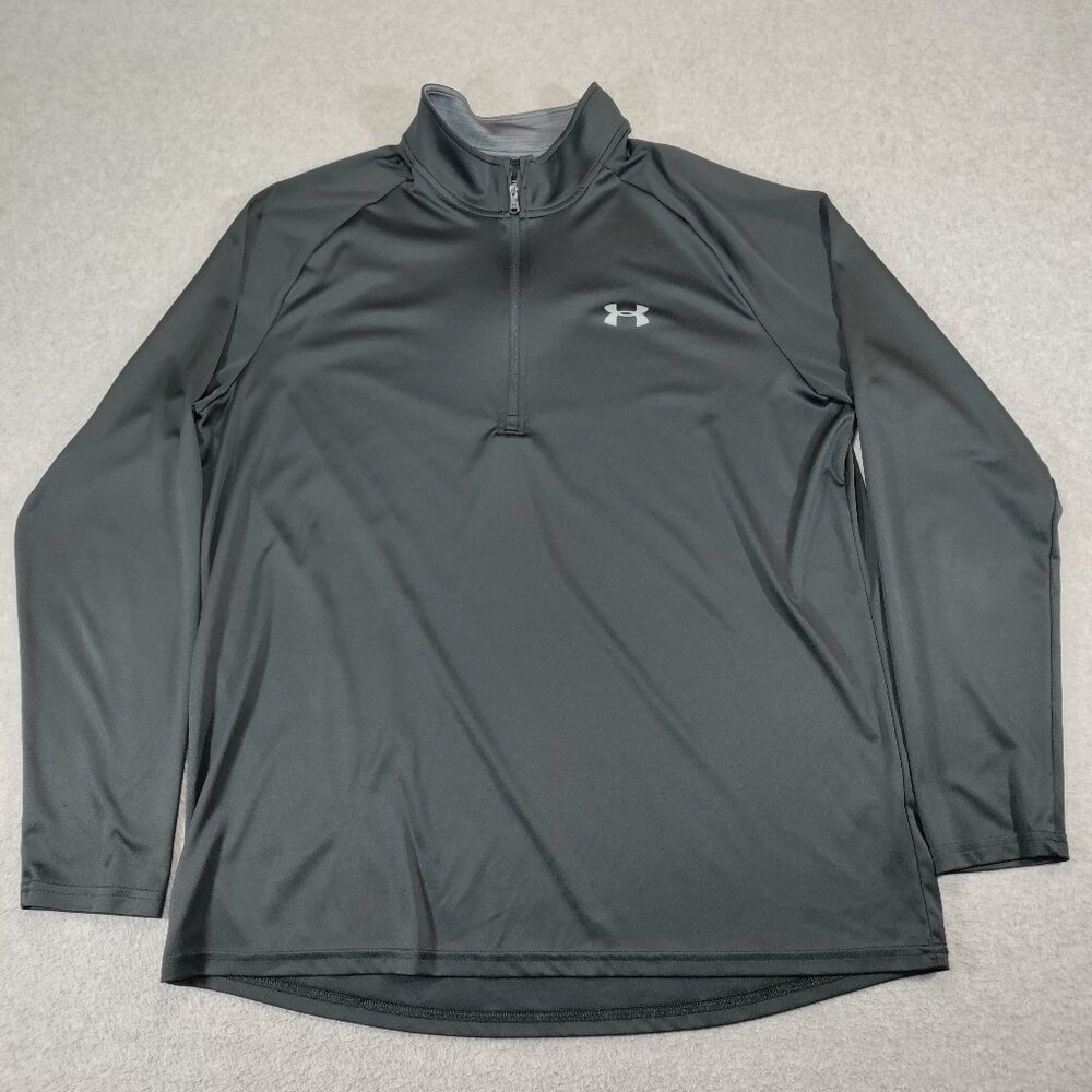 Under Armour Shirt Mens XXL Black Loose Heatgear UA Tech Half-zip Long Sleeve